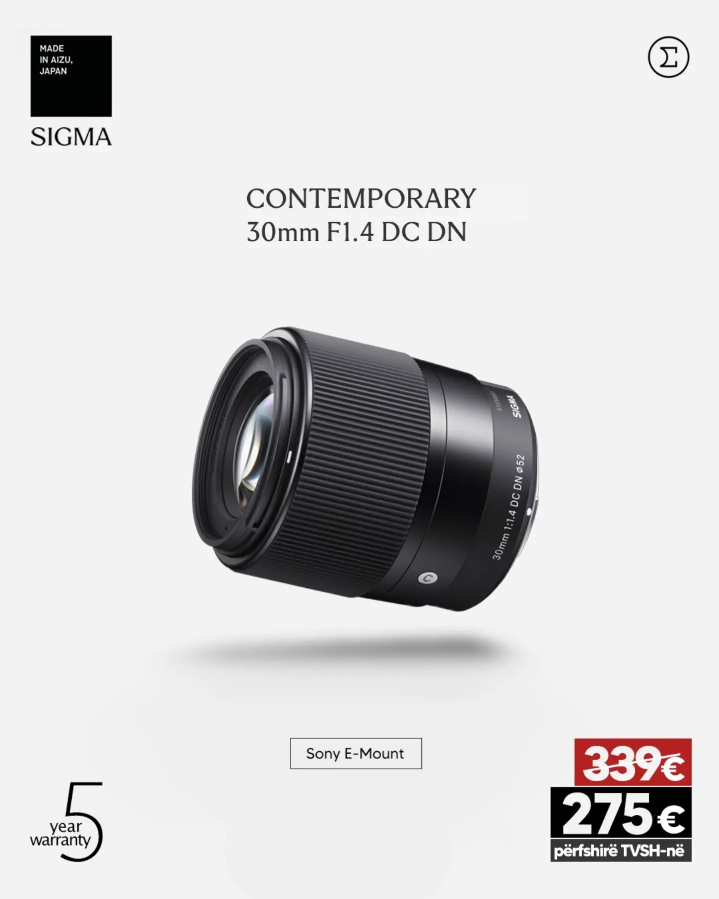 Sigma 30mm F1.4 DC DN | Contemporary për Sony E